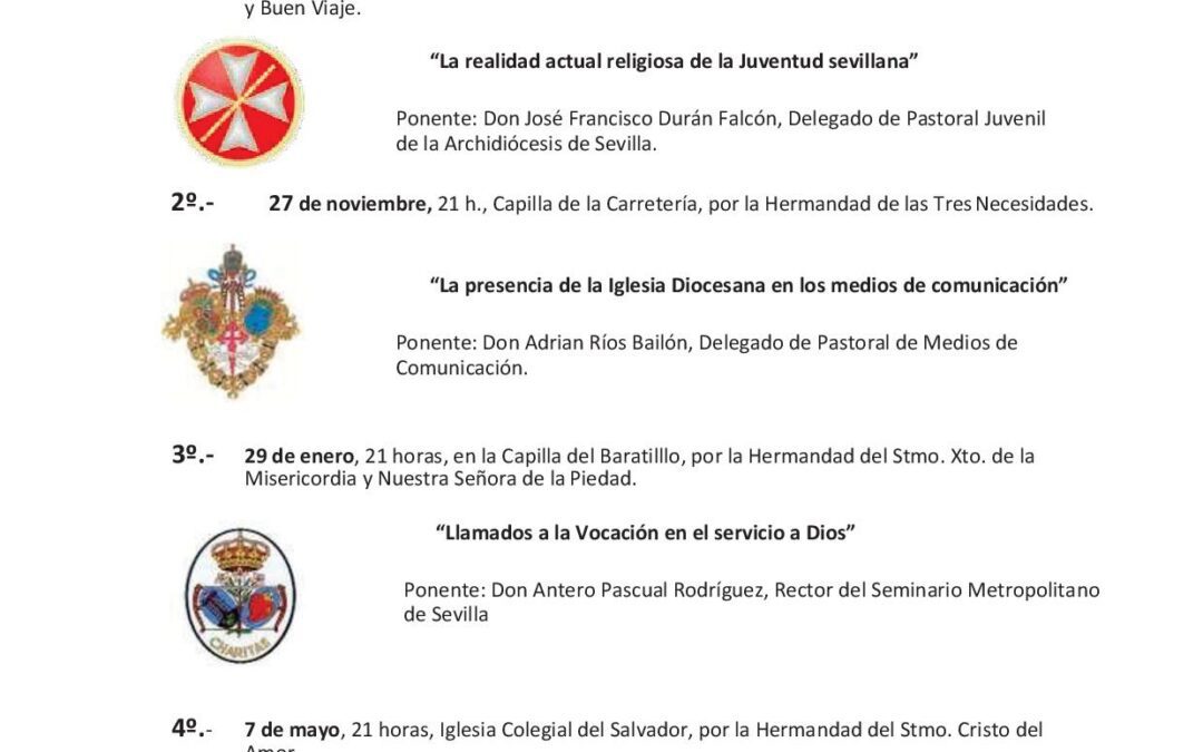 4 de junio 5ª y última Sesión del V Foro Lumen Fidei que acoge la Hermandad de la Soledad